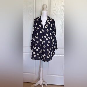 CAbi Blue and White floral blouse